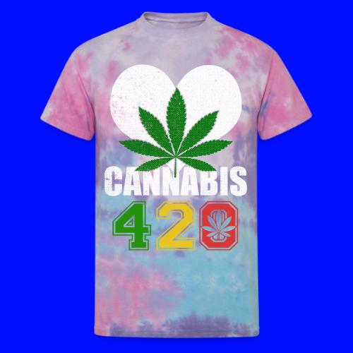 Sidesplitting 420 Love Herb Weed Marijuana Design - Unisex Tie Dye T-Shirt