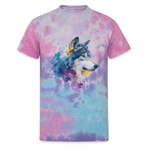 Splash-Art Wolf Head - Unisex Tie Dye T-Shirt