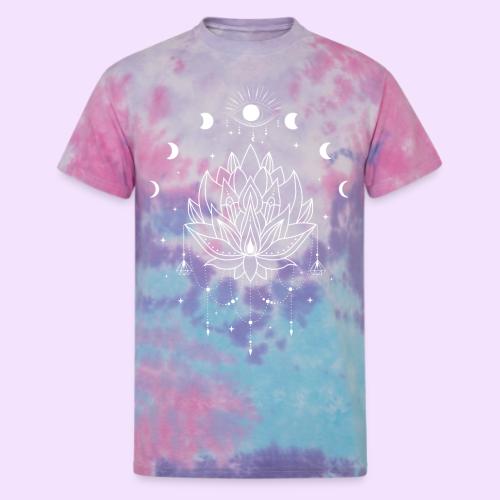 Third Eye White Lotus Flower - Moon Cycle Design - Unisex Tie Dye T-Shirt
