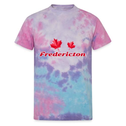 Fredericton with two red maple leaves - Unisex Tie Dye T-Shirt