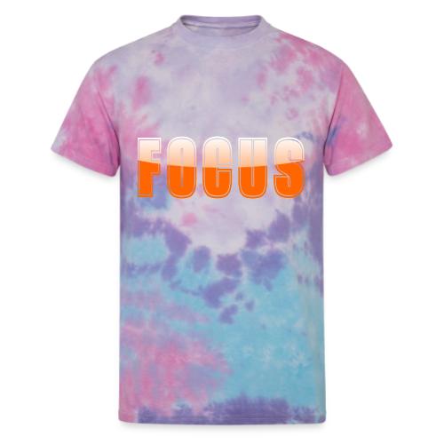 FOCUS Vibrant Orange Motivational Word Design - Unisex Tie Dye T-Shirt