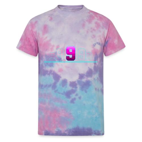 Number 9 in Magenta: Varsity Font - Unisex Tie Dye T-Shirt