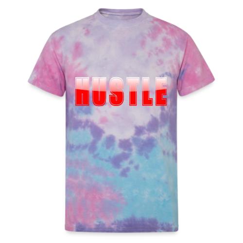 HUSTLE Bold Red Motivational Typography Design - Unisex Tie Dye T-Shirt