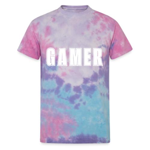 Gamer Collegiate White Text Design - Unisex Tie Dye T-Shirt