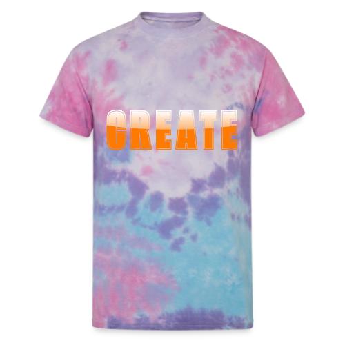CREATE Vibrant Orange Bold Word Graphic - Unisex Tie Dye T-Shirt
