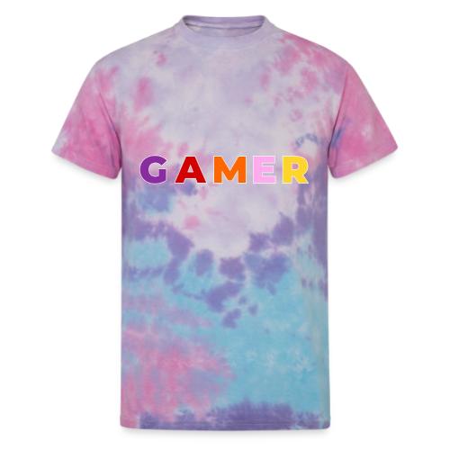 Multicolor GAMER Typography Design - Unisex Tie Dye T-Shirt