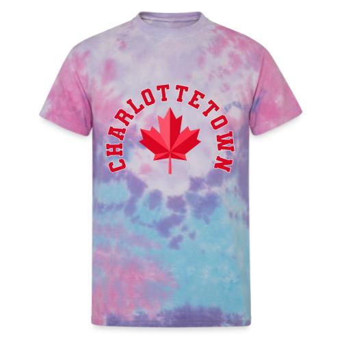 Charlottetown with maple leaf - Unisex Tie Dye T-Shirt