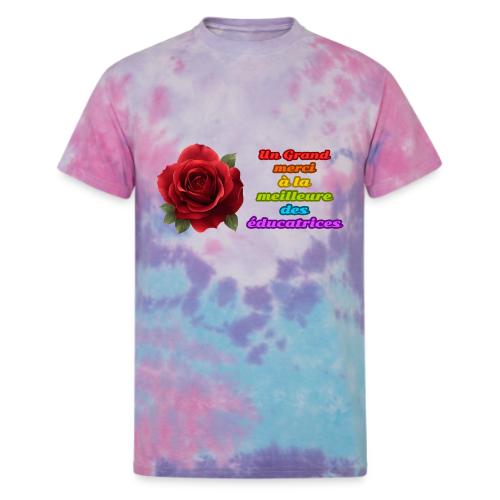 Thank You Educator: Pink and Rainbow Message - Unisex Tie Dye T-Shirt