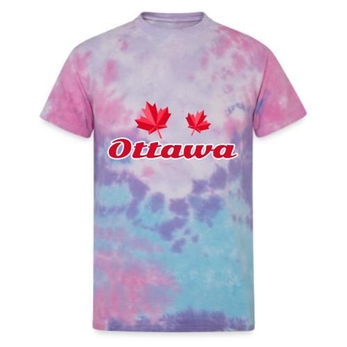 Ottawa with two red maple leaves - Unisex Tie Dye T-Shirt