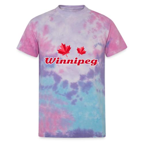 Winnipeg with two red maple leaves - Unisex Tie Dye T-Shirt