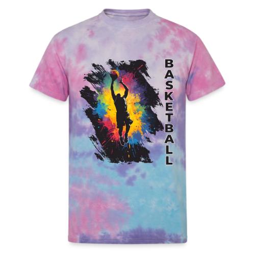 High Energy Basketball Paint Splatter Art - Unisex Tie Dye T-Shirt