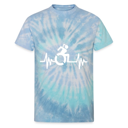 Wheelchair girl with a heartbeat. frequency # - Unisex Tie Dye T-Shirt