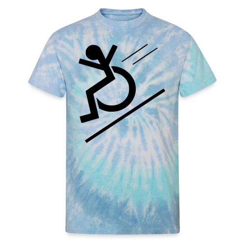 Free fall in wheelchair, wheelchair from a hill - Unisex Tie Dye T-Shirt