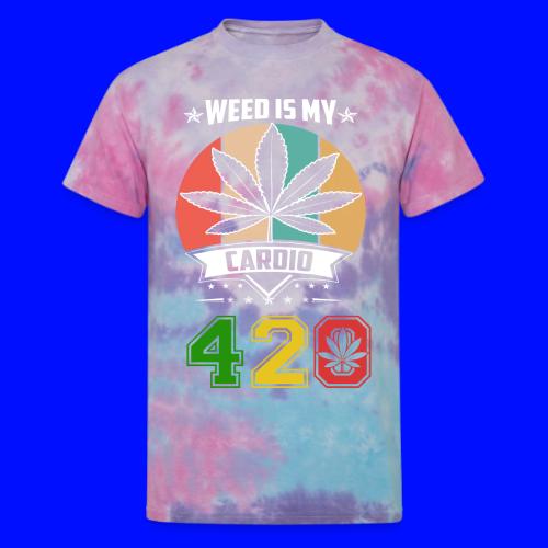 Quick Witted 420 My Cardio Herb Weed Marijuana - Unisex Tie Dye T-Shirt