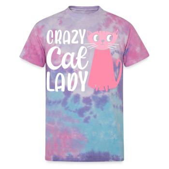 Crazy Cat Lady Purple Cats Cat Mom - Unisex Tie Dye T-Shirt - cotton candy - Front