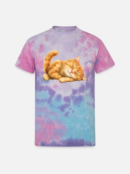 Funny Cat - Unisex Tie Dye T-Shirt - cotton candy