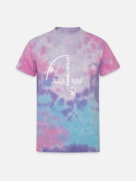 Lets Go Fishing - Unisex Tie Dye T-Shirt - cotton candy