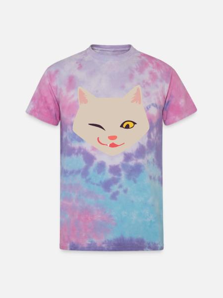 Cat Face Funny - Unisex Tie Dye T-Shirt - cotton candy