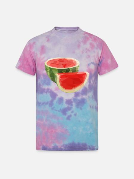 lowpoly watermelon fruit - Unisex Tie Dye T-Shirt - cotton candy