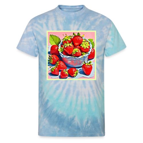 Fresh Strawberry Bowl - Unisex Tie Dye T-Shirt