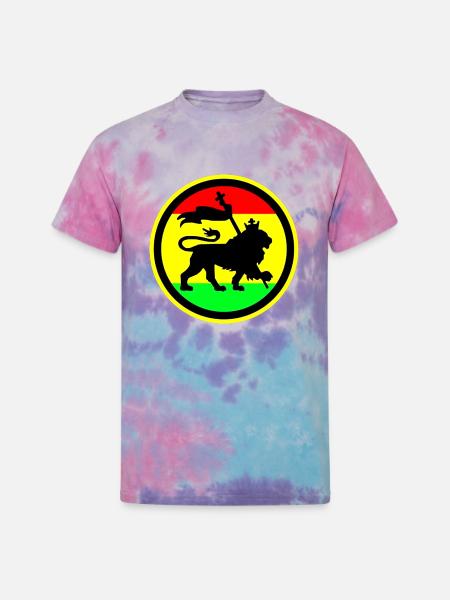 Rasta Lion - Unisex Tie Dye T-Shirt - cotton candy
