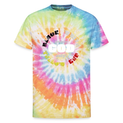 Power by GOD (Black, White, Yellow, Red) - Unisex Tie Dye T-Shirt