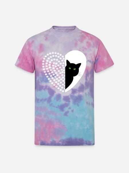 black and white cat - Unisex Tie Dye T-Shirt - cotton candy