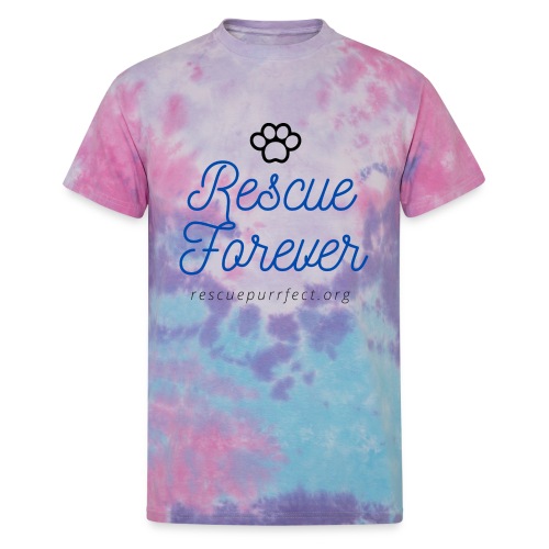 Rescue Purrfect Cursive Paw Print - Unisex Tie Dye T-Shirt