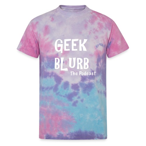 Geek Blurb (Transparent, White Logo) - Unisex Tie Dye T-Shirt