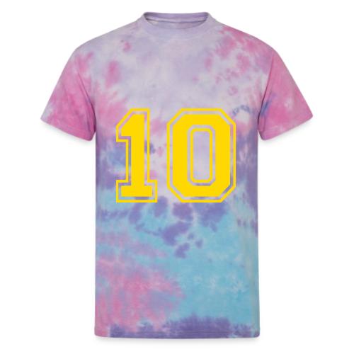 Number 10 in a classic athletic collegiate font - Unisex Tie Dye T-Shirt