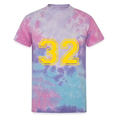 Number 32 in a classic athletic collegiate font - Unisex Tie Dye T-Shirt
