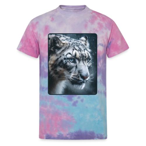 Snow Leopard Blue Eyes Design - Unisex Tie Dye T-Shirt