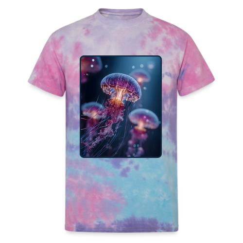 Glowing Jellyfish Deep Sea Design - Unisex Tie Dye T-Shirt