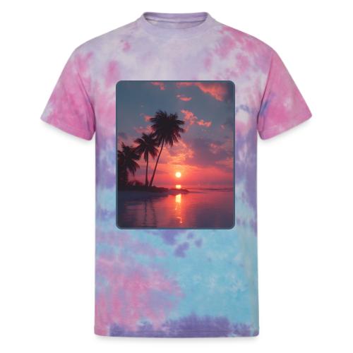 Tropical Sunset Ocean Reflection Design - Unisex Tie Dye T-Shirt
