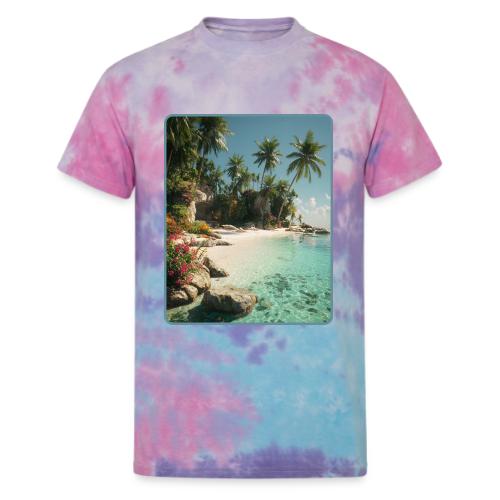 Serene Tropical Beach Floral Design - Unisex Tie Dye T-Shirt