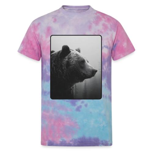 Grizzly Bear Black White Portrait Design - Unisex Tie Dye T-Shirt