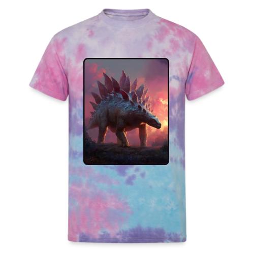 Stegosaurus Sunset Forest Design - Unisex Tie Dye T-Shirt