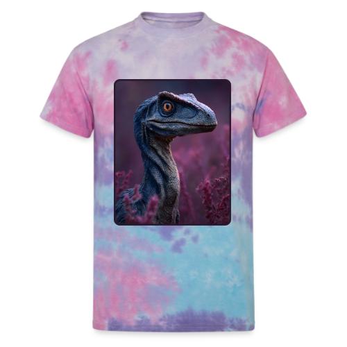Blue Velociraptor Portrait Design - Unisex Tie Dye T-Shirt