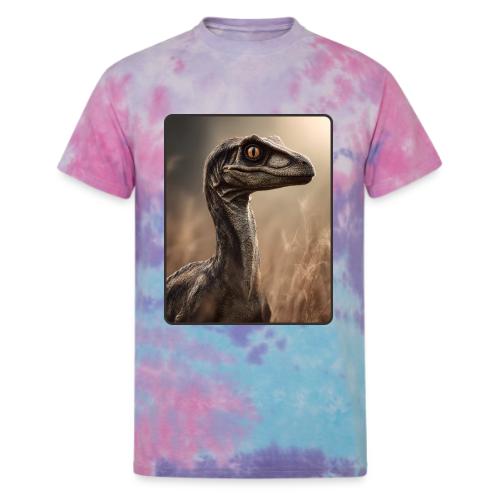 Velociraptor Feathered Portrait Design - Unisex Tie Dye T-Shirt