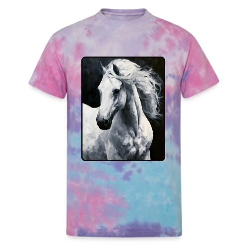 White Horse Oil Painting Design - Unisex Tie Dye T-Shirt