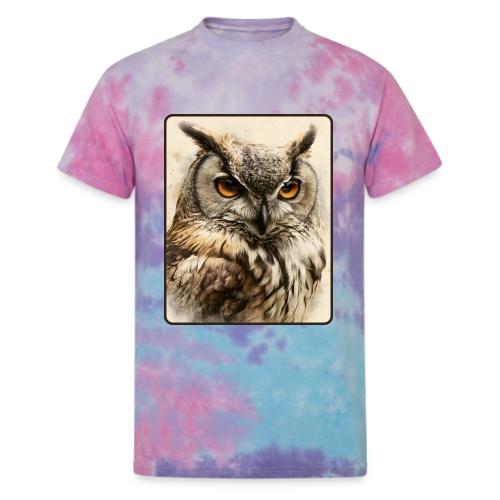 Great Horned Owl Watercolor Design - Unisex Tie Dye T-Shirt