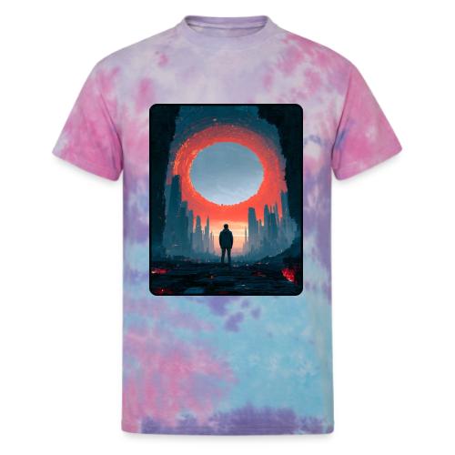Cosmic Portal Future City Design - Unisex Tie Dye T-Shirt