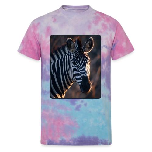 Majestic Zebra Sunset Portrait Design - Unisex Tie Dye T-Shirt