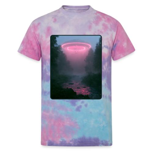 Neon UFO Forest River Design - Unisex Tie Dye T-Shirt