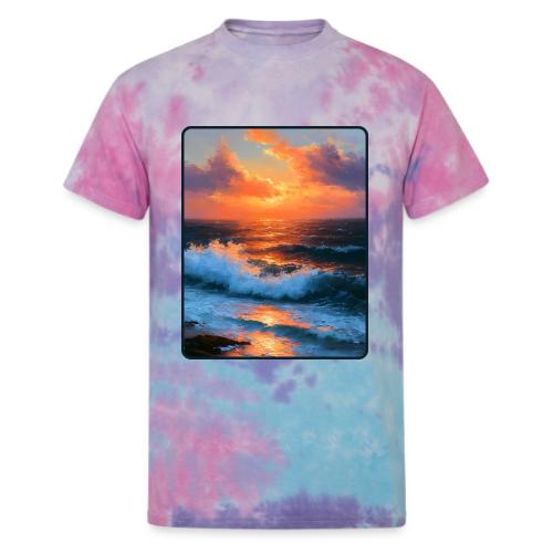 Sunset Storm Waves Oil Painting - Unisex Tie Dye T-Shirt
