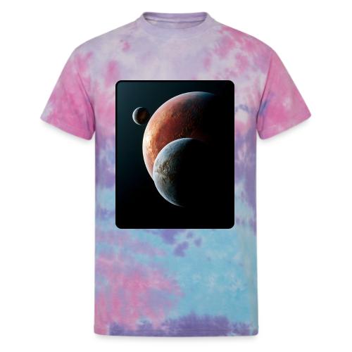 Three Planets Deep Space Design - Unisex Tie Dye T-Shirt
