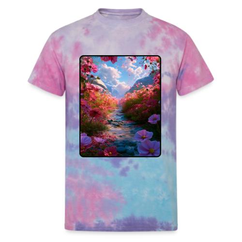Dreamy Cosmos Valley Landscape Art - Unisex Tie Dye T-Shirt