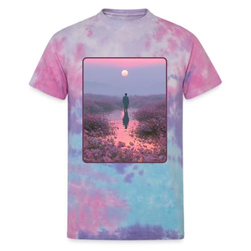 Ethereal Sunset Flower Field Art - Unisex Tie Dye T-Shirt