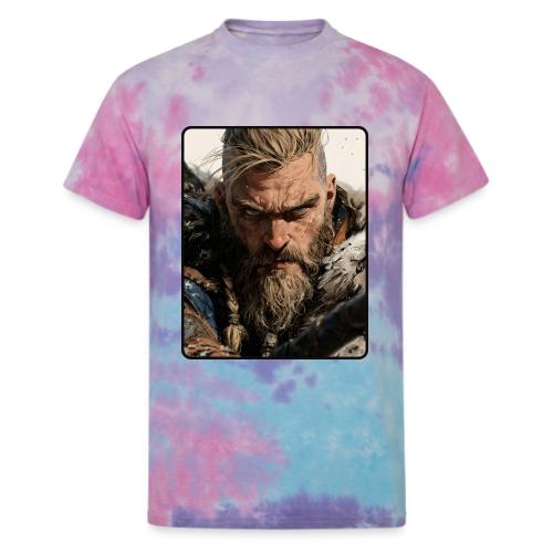 Fierce Viking Warrior Portrait - Unisex Tie Dye T-Shirt