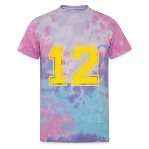 Number 12 in a classic athletic collegiate font - Unisex Tie Dye T-Shirt